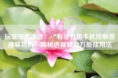 玩家辅助神器：“有没有用手机控制普通麻将机	”揭秘透视辅助万能挂用法