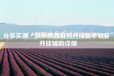 分享实测“微乐陕西麻将开挂版本软件”开挂辅助详细