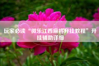 玩家必读“微乐江西麻将开挂教程”开挂辅助详细