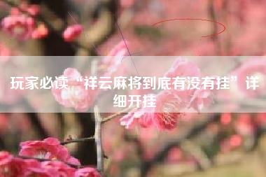 玩家必读“祥云麻将到底有没有挂”详细开挂