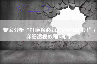 专家分析“打麻将必赢神器是真的吗”(详细透视教程)-知乎