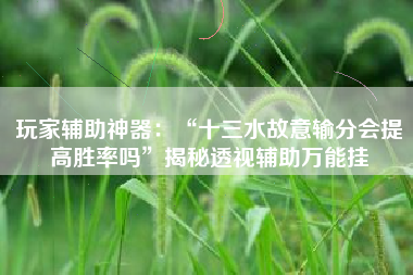 玩家辅助神器：“十三水故意输分会提高胜率吗”揭秘透视辅助万能挂