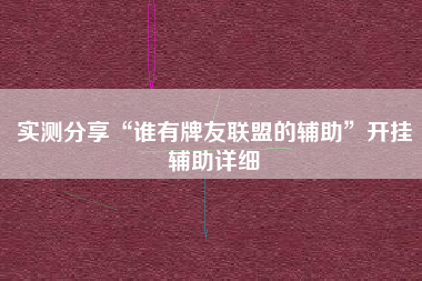 实测分享“谁有牌友联盟的辅助”开挂辅助详细