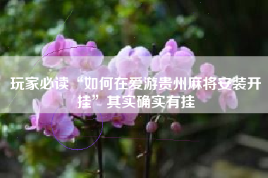 玩家必读“如何在爱游贵州麻将安装开挂”其实确实有挂