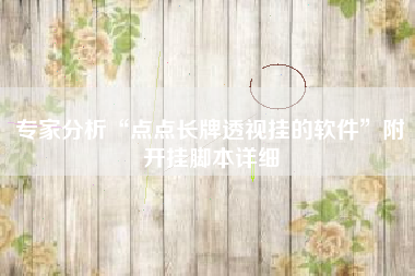 专家分析“点点长牌透视挂的软件”附开挂脚本详细