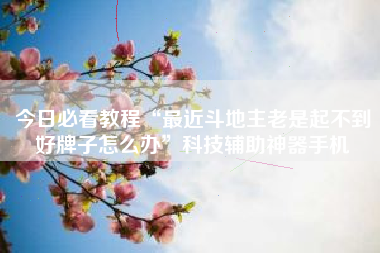 今日必看教程“最近斗地主老是起不到好牌子怎么办”科技辅助神器手机