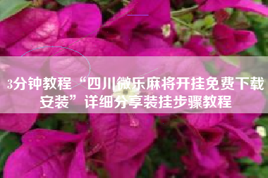 3分钟教程“四川微乐麻将开挂免费下载安装”详细分享装挂步骤教程