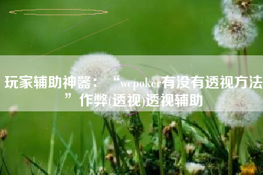 玩家辅助神器：“wepoker有没有透视方法	”作弊(透视)透视辅助