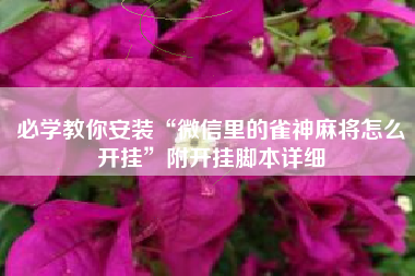 必学教你安装“微信里的雀神麻将怎么开挂	”附开挂脚本详细